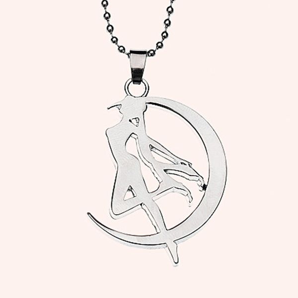 

new fashion anime accessaries sailor moon tsukino usagi moon stick cosplay women pendant necklace zj-0903421, Silver