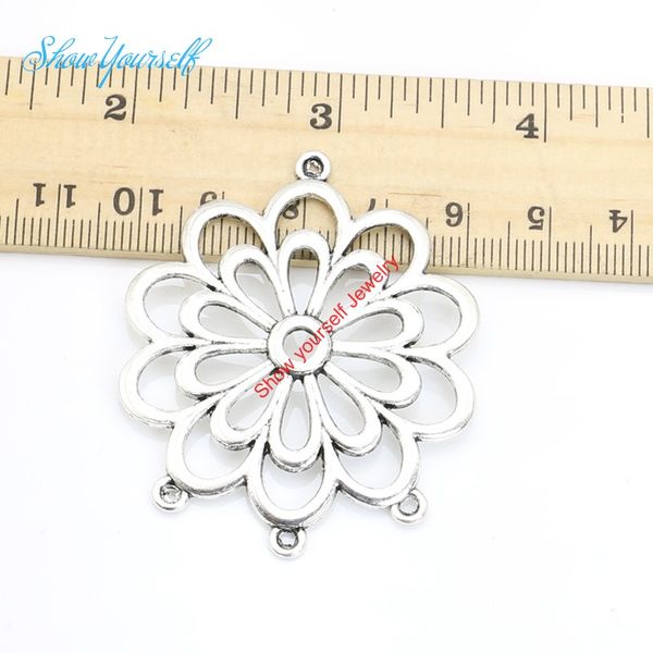 

античный посеребренные 1-3 цветок разъемы кулон делая выводы аксессуары diy ручной работы ремесло 51x43mm, Silver
