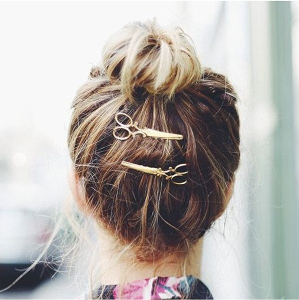 

hair jewelry fashion women vintage brief gold plated alloy scissor hair clips barrettes wholesale drop shipping shr410, Golden;silver