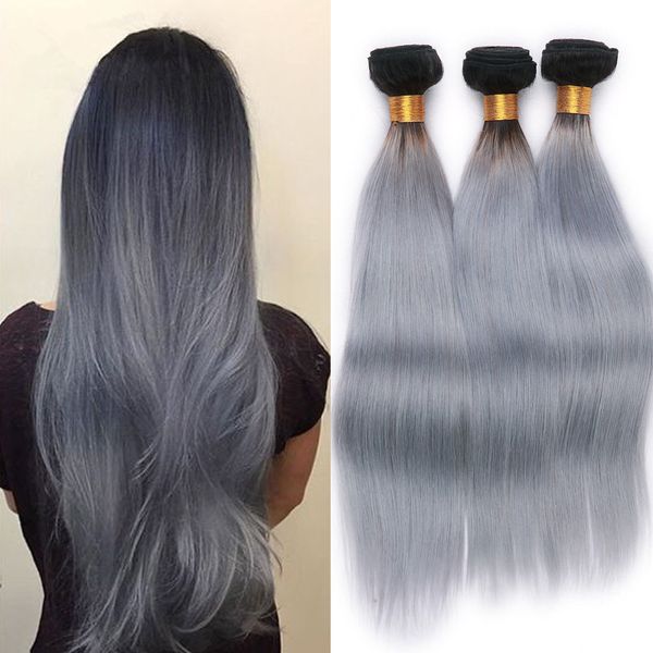 8a Grade Virgin Malaysian Ombre Straight Hair Weave Bundles 1b