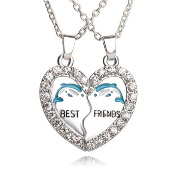 

friends dolphin necklace set silver plated rhinestone embellished necklaces gift idea unique jewelry chokers necklaces, Golden;silver