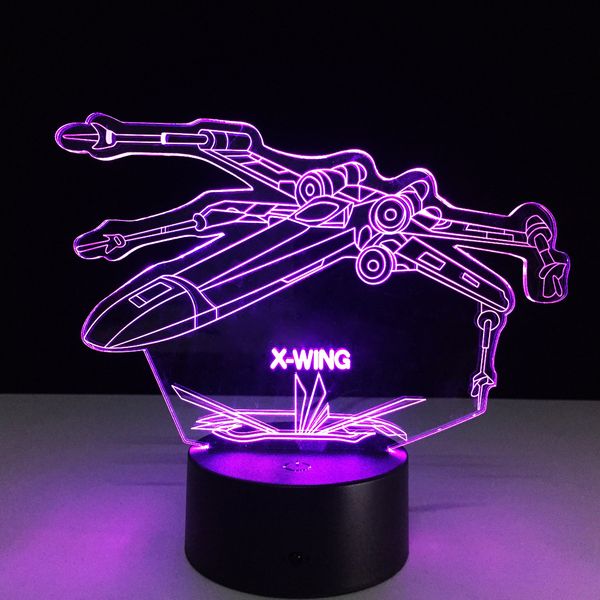 

X-wing Warship Night Lamp 3D Оптическая Лампа Батарея DC 5 В Оптовая Бесплатная Доставка
