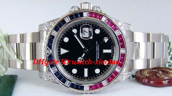 Orologi di lusso Bracciale in acciaio Quadrante nero Zaffiro Rubino Diamante Lunetta 116759 OROLOGIO CHES 40mm Meccanico automatico OROLOGIO DA UOMO Orologio da polso