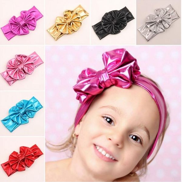

colorful headbands for girls baby hairbands kids bonnet children golden bowknot hairband 7 colors hair, Slivery;white