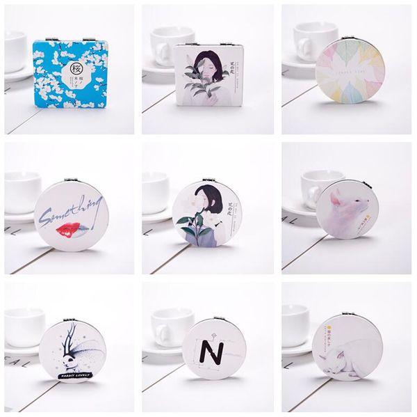 

leather creative portable make-up mini-portable folding mirror double-sided mirror hm006 mix order as your needs