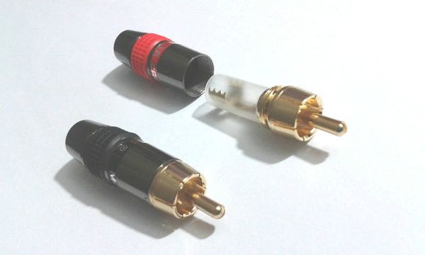 4 шт высокое качество меди позолоченные RCA штекер 8 мм аудио кабель разъем припоя