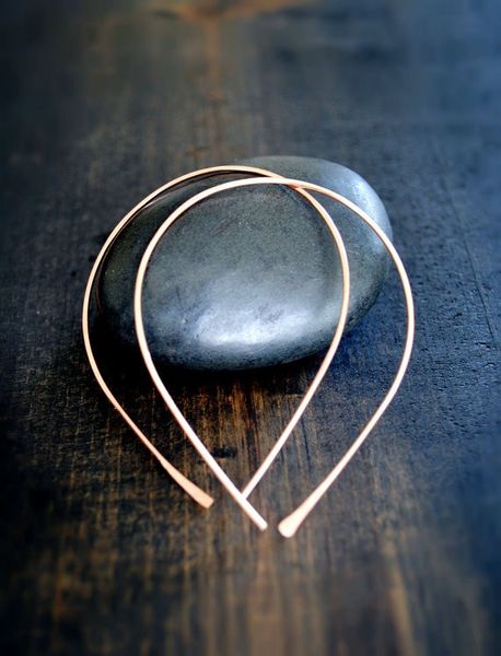 

wholesale- pinjeas raindrop teardrop earring hoop handmade filled upside endless lightweight statement thin oorbellen, Golden;silver