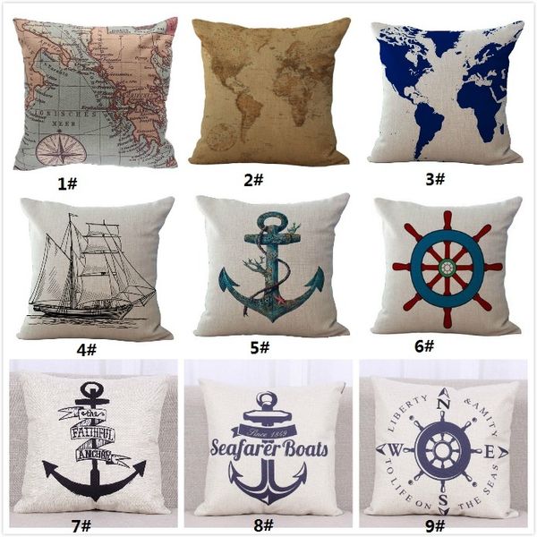 Navy Nautical Style Art Cushion Cover 18 Sailing Marine Achors