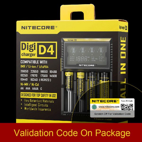 

100% Original Nitecore D4 Digicharger LCD Intelligent Circuitry Global Insurance li-ion 18650 14500 16340 26650 Charger Battery