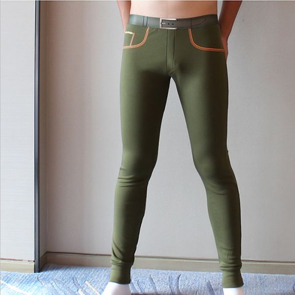 Wholesale-HJL  mens long johns Combed cotton men warm pants thin elastic line of sexy men underwear tight legging long Johns