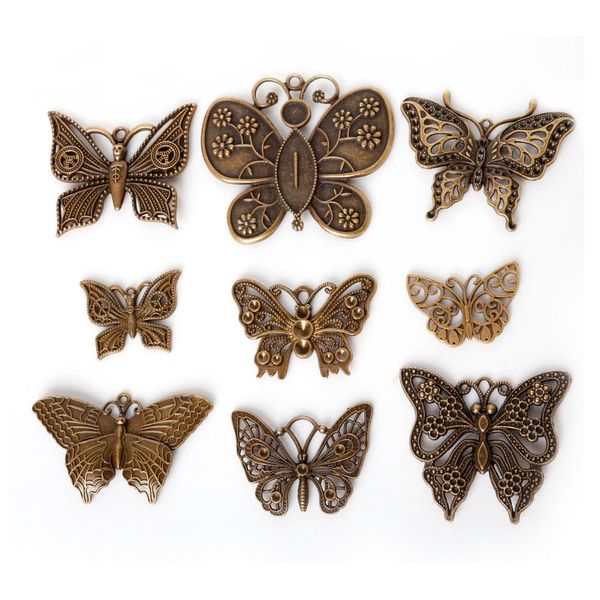 

new 12pcs/lot zinc alloy antique bronze plated butterfly charms vintage tibetan pendants diy bracelet necklace jewelry making, Bronze;silver