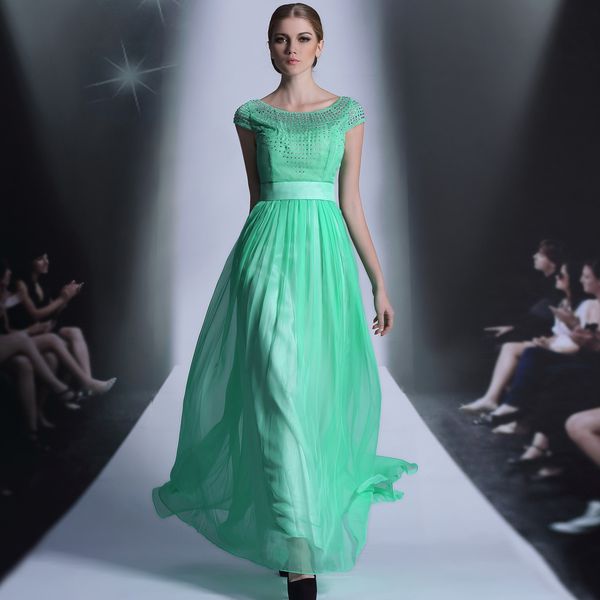 

bateau neck beaded crystal long evening dresses floor length chiffon evening gowns 2018 prom dress, Black;red