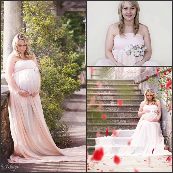 Compre Embarazadas Vestidos De Ducha Para Bebés 2018 Sin Tirantes Una Línea Más El Tamaño Gasa Verano Noche Largos Formales