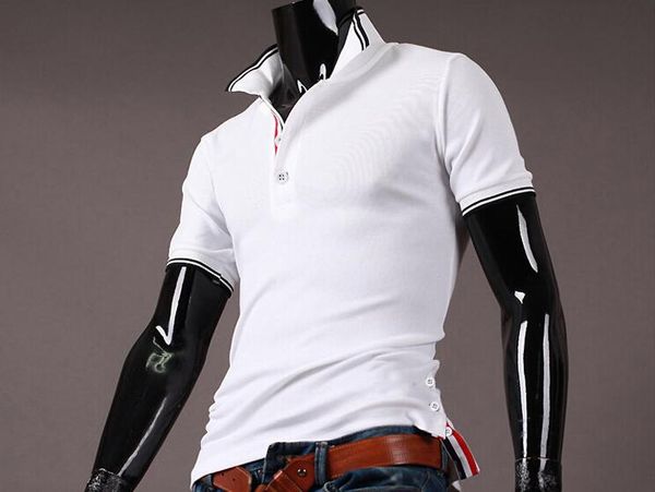 

short new t-shirt trade color simple men split urban foreign collar the sleeve matching summer youth 2016 pure sleeve short color craga, Black