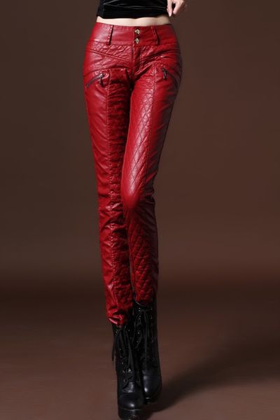 

Новый 2015 женская мода Марка повседневные брюки тонкий мотоцикл обтягивающие PU во