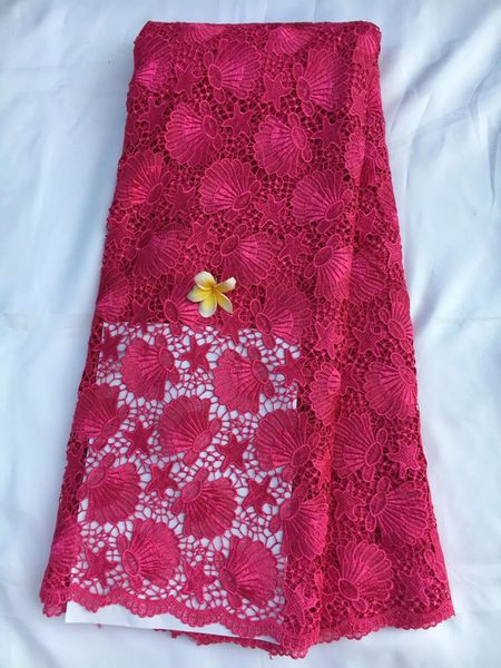 

luxury fuchsia african party cord lace with flower embroidery water soluble guipure lace fabric for dressing qw16-4, Black;white