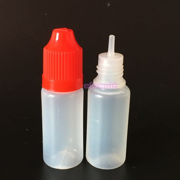 Imballaggio Bottiglie contagocce in plastica PE Contagocce da 10 ml con tappo di sicurezza a prova di bambino e punta lunga e sottile 3000 pezzi / lotto