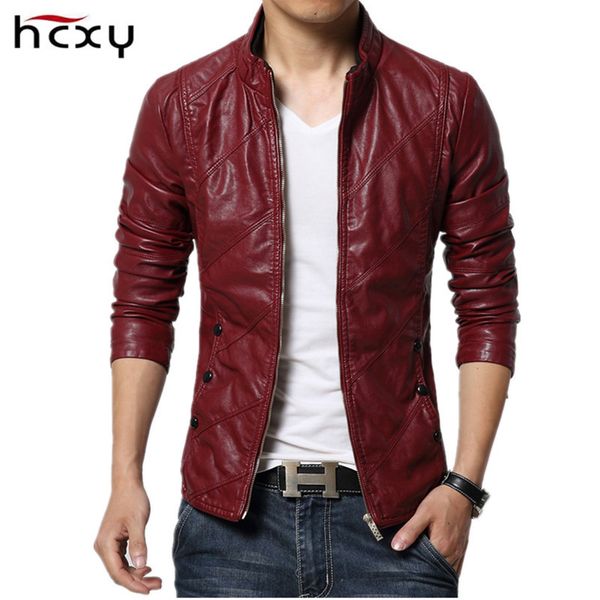 

wholesale- 2016 brand-clothing spring slim fit men's leather jacket and coat faux pu leather biker jackets male fur coat motorcycle jac, Black;brown