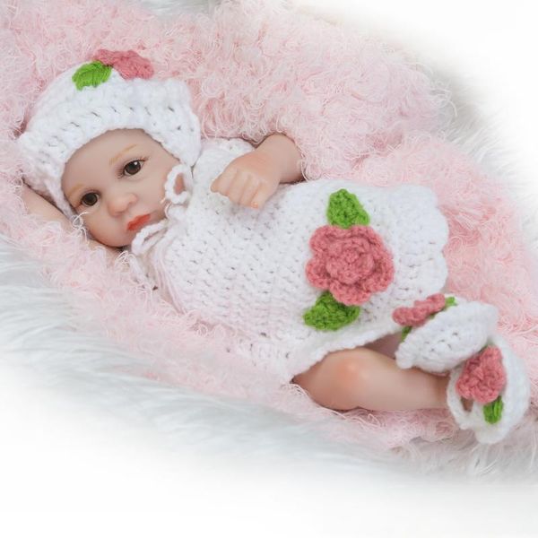 

10inch Lifelike Newborn Baby Dolls Realistic Full Vinyl Bonecas Bebe Reborn De Silicone Toys Babies Shower Gift for Women