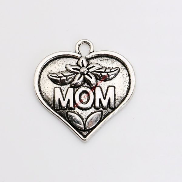 

10pcs tibetan silver plated mom charms pendants for bracelet necklace jewelry making diy handmade craft 31x30mm, Bronze;silver