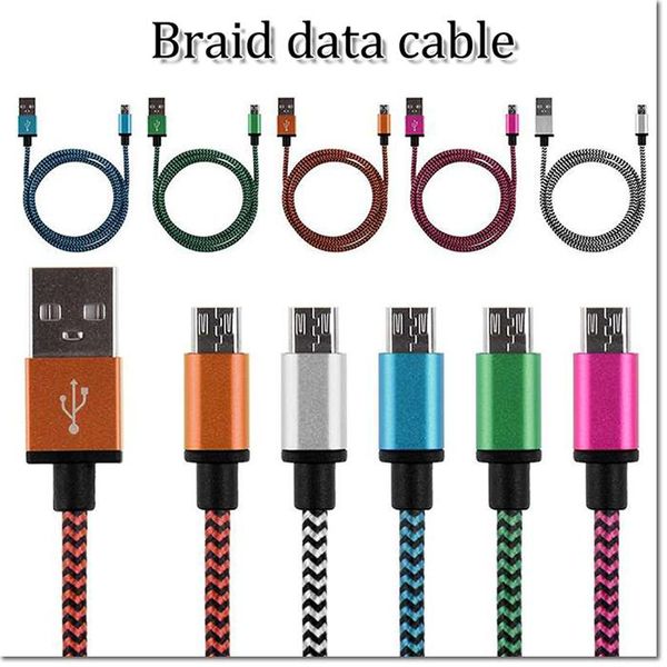 

1m 3ft braid usb 2.0 data cable samsung usb cable braided fabic nylon woven usb data sync charging cable cord wire with dhl ng