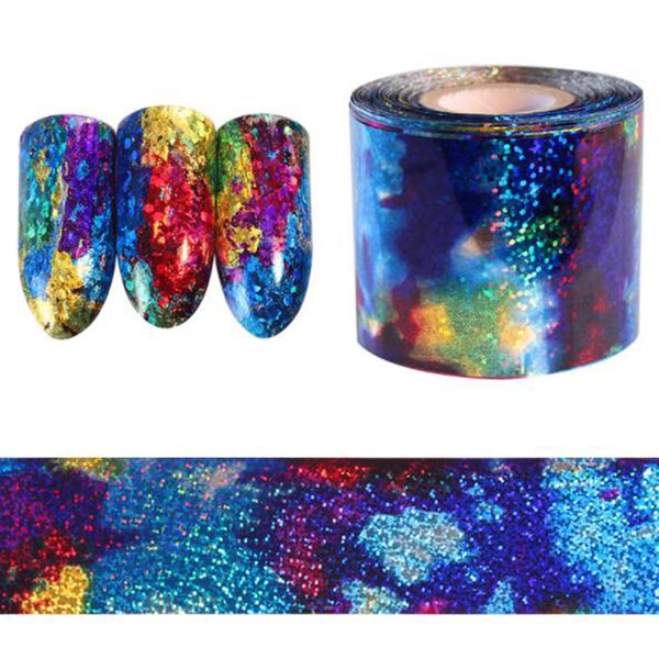 1M Gradiente Starry Sky Folha de Prego Azul Decalques de Papel Holográfico Decoração Nail Art Adesivo Decoração Acessórios