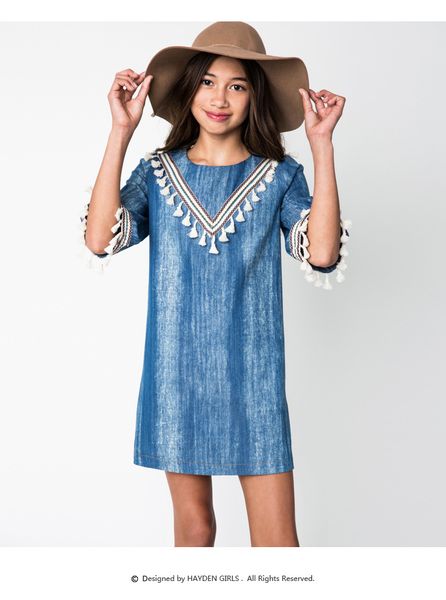 

детские платья новый осенний стиль новорожденных девочек европа и америка платье симпатичные кисточки половина длинным рукавом платье прекра, Red;yellow