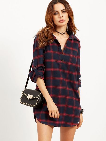 

autumn new style full sleeve red+blue plaid women's shirt fashion casual plaid shirt blouse s-xl ing, White