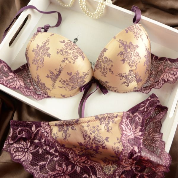 

wholesale-women's lady thin lace floral underwear push up bras panties 32/34/36/38 b c sets, Red;black