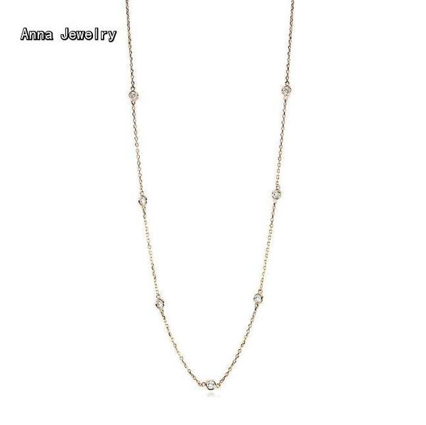 

Finest Jewelry Long Chain Sprinkly Stones Necklace ,10 Round Stones In 90cm Chain .Can Wear As Long Chain Or Double Tour Necklace