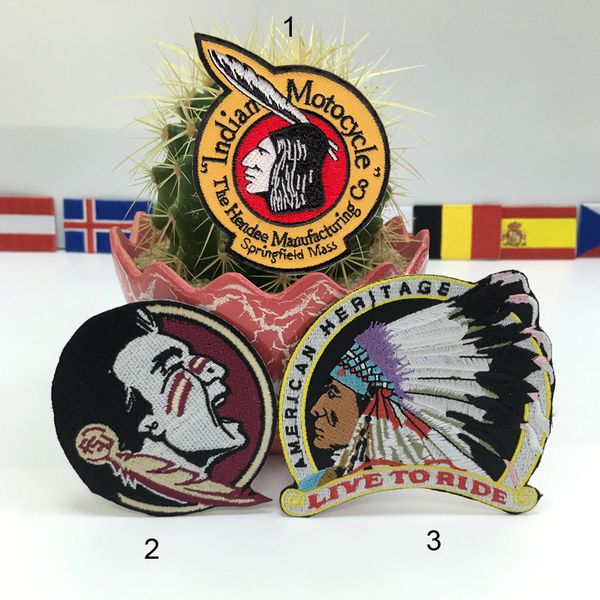 

american indian motocycle heritage embroidered patches 12pcs /lot iron on patch for clothing Bags Jackets Jeans Clothes