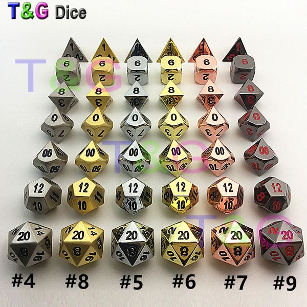 

Высокое качество новый металл 7 Dice set d4 d6 d8 d10 D% d12 d20 для настольной игры Rpg Dados juegos de m