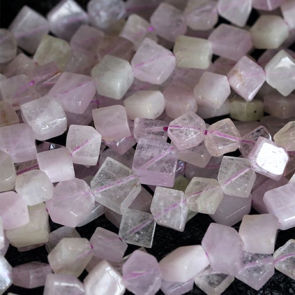 

wholesale natural genuine purple pink kunzite spodumene diamond shape loose beads fit jewelry diy necklace 16" 04126, Black