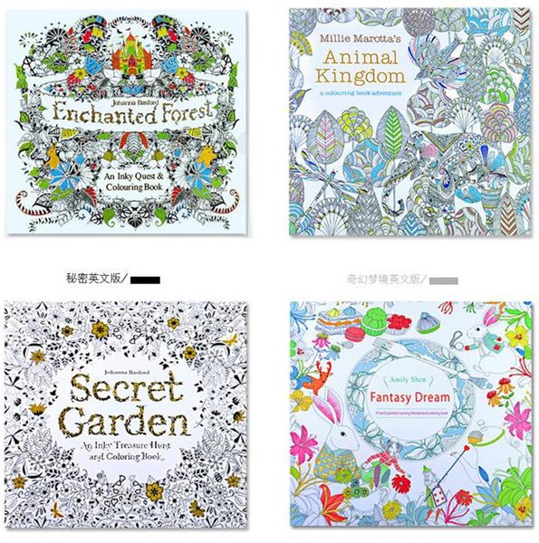 PrettyBaby Secret Garden Coloring Book Painting Drawing 24 Pages Animal Kingdom Enchanted Forest Relieve Stress