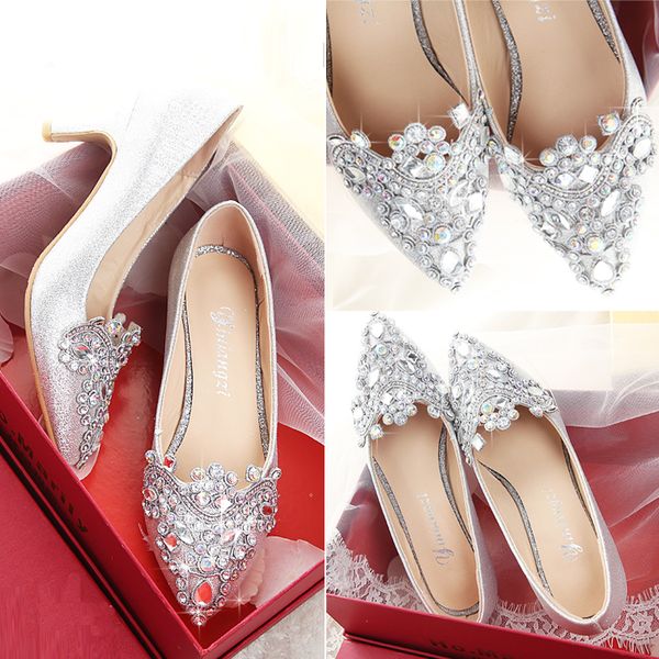 

New Luxurious Cinderella High Heels Crystal Summer Wedding Bridal Shoes Thin Heel Rhinestone dress Shoes