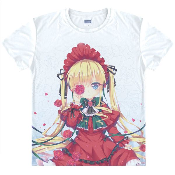 

anime shirt rozen maiden t-shirts multi-style short suigintou suiseiseki shinku cosplay motivs vintage printed shirts tee-style127-no15, White;black