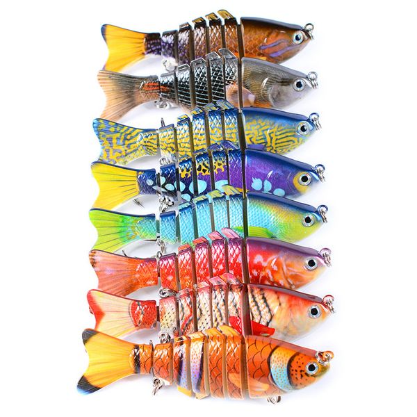 

new plastic woobbler fishing lure saltwater bass crankbait 10cm 15.6g 7 segments bait with 6# fishing hook