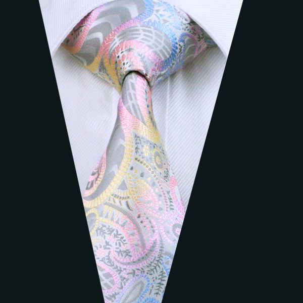 

gray pink paisely necktie classic jacquard woven mens tie 8.5cm width formal work meeting wedding d-0542, Blue;purple