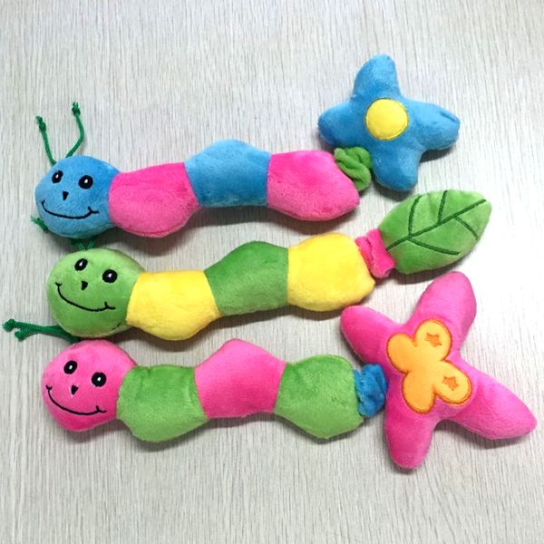 Giocattoli per cani Cucciolo di animale domestico Giocattolo da masticare Squeaker Suono stridulo Bug colorati Giocattoli 3 colori Animali domestici Parlanti Cani di peluche Mastica Animali domestici