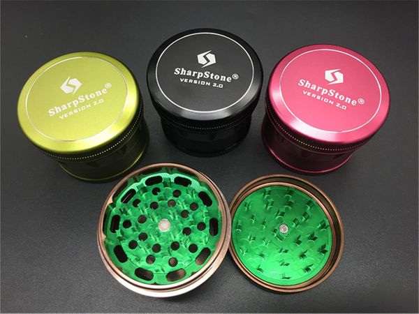 

Высокое качество 4 шт. 63 мм SharpStone версия 2.0 herb grinder алюминиевый металл курение шлифовальные машины табак Дробилка острый камень травяные Grinder