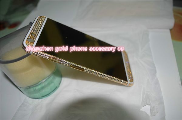 

24k gold plating battery back housing crystal housing for iphone6 plus ( 1 white 2 black ), 6s black line 1 pc total 4 pcs