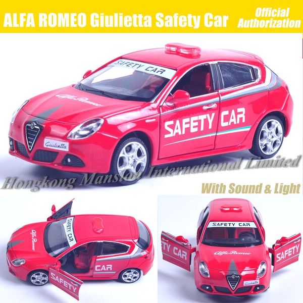 

1:32 Scale Diecast Alloy Metal Safety Car Model For ALFA ROMEO Giulietta Collection Pull Back Pace Car Toys With Sound&Light-Red