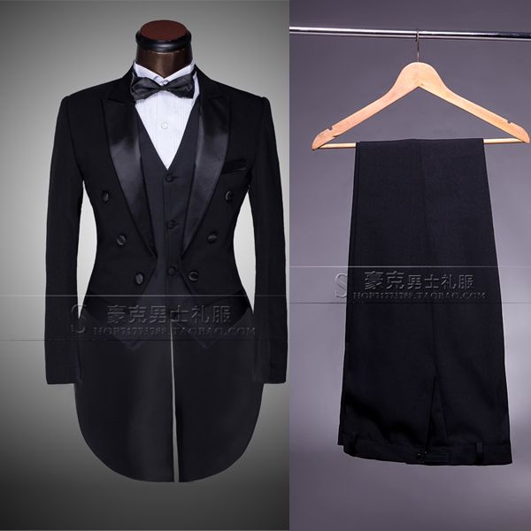 

wholesale-custom brand new cool groom tuxedos men wedding dress bridegroom suit man suit swallow-tailed coat (jacket+pants+tie+vest ), White;black
