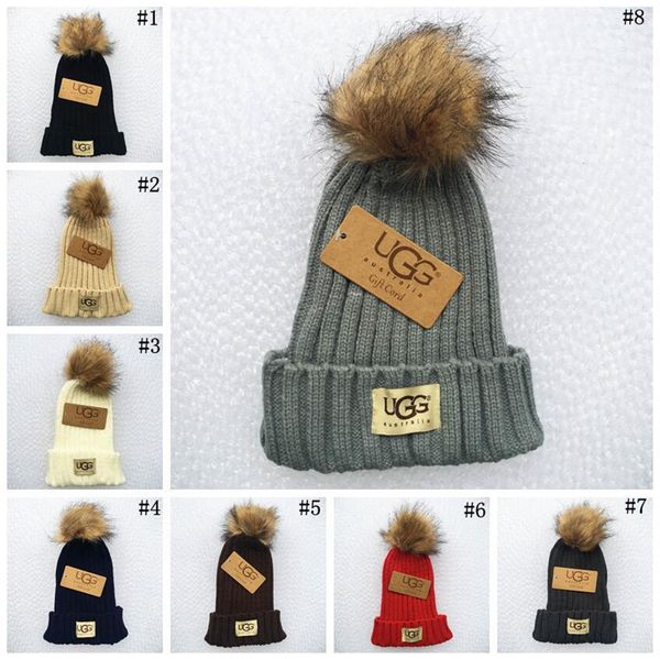 

Women winter pom pom ball knit beanie ki cap bobble hat fur knitted hat 8 color 10pc ljjo3318