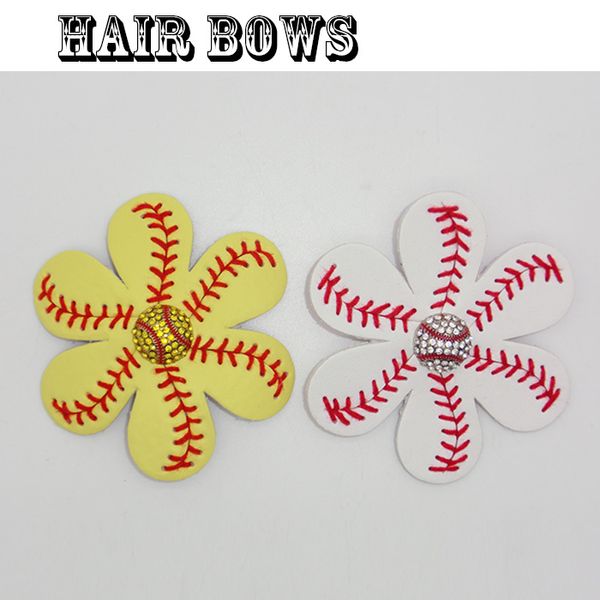wholesale 2016 nouveau Softball ou baseball Fleur Accessoire et pince à cheveux, arcs de cheveux de softball Hairbow rapide gratuit DHL 100pcs