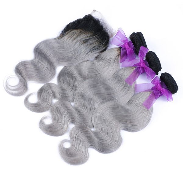 2016 New Fashion 8a 1b Grey Silver Ombre Peruvian Human Hair Weave