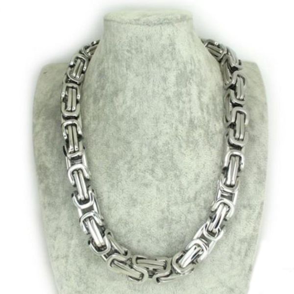 

men's silver tone stainless steel byzantine box heavy necklace chain 12mm24"