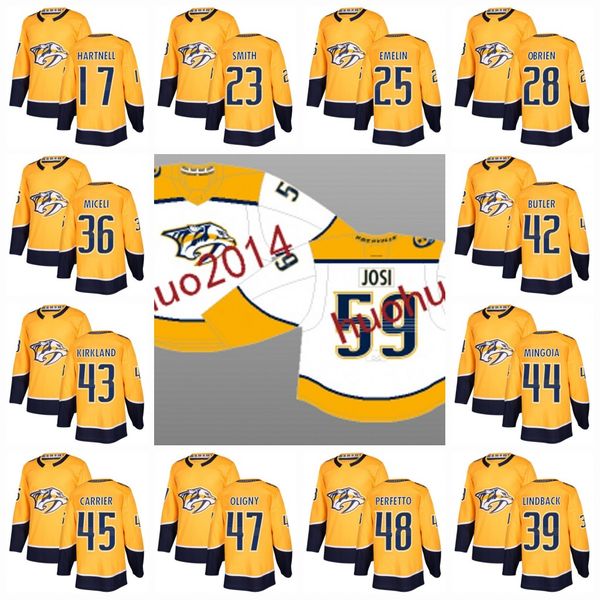 

Nashville Predators 100th 2017-2018 17 Scott Hartnell 23 Trevor Smith 25 Alexei Emelin 28 Andrew O'Brien 36 Angelo Miceli Hockey Jerseys
