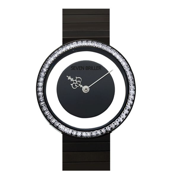 

seven briller ladies authentic french women's lady fashion ladies watch diamond watch case with diamond watch, Slivery;brown
