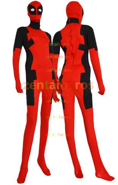 

deadpool costume red and black spandex lycra halloween party cosplay zentai suit, Black;red